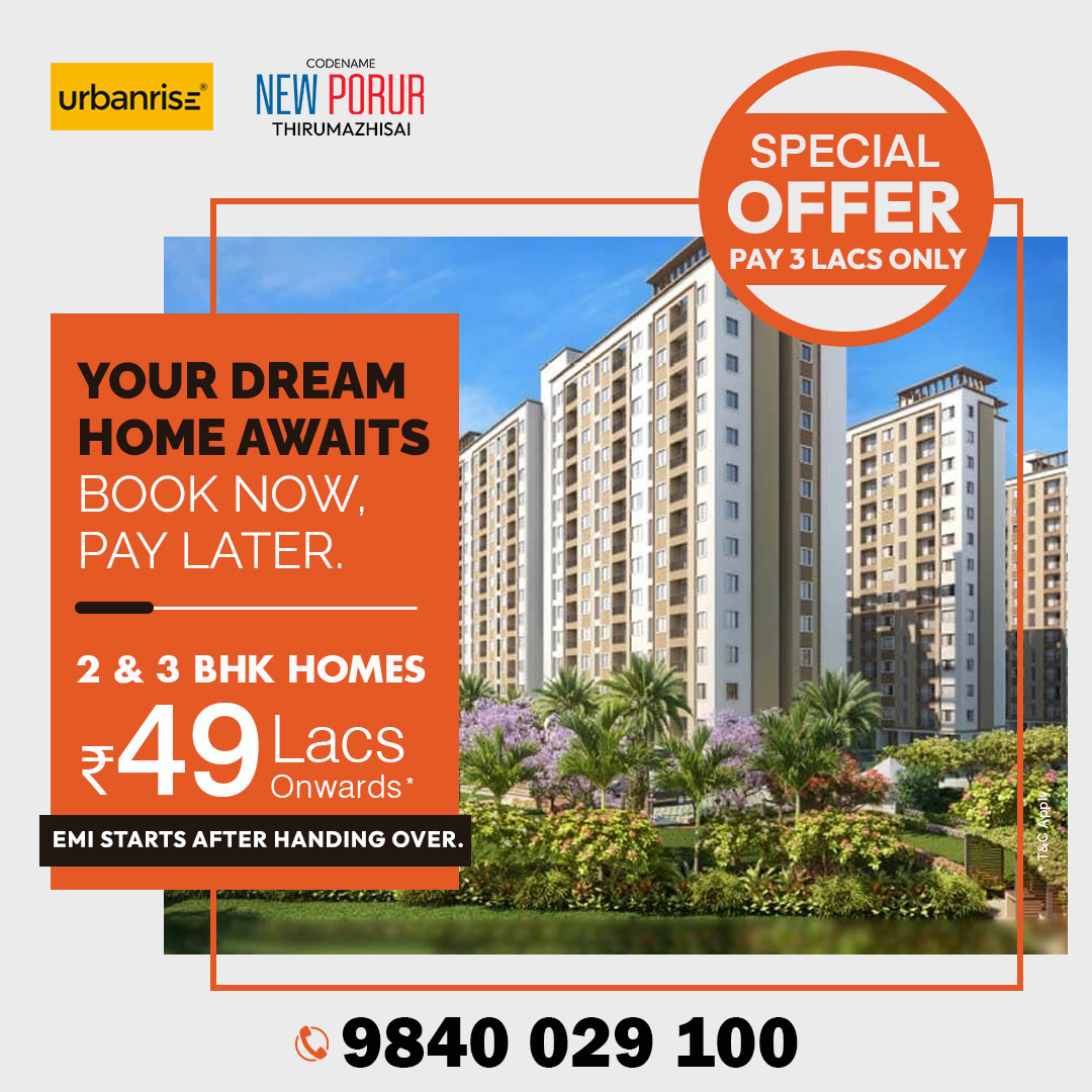 gobroker_tweets's tweet image. YOUR DREAM HOME🏠 AWAITS!
BOOK NOW, PAY LATER

2 &amp;amp; 3 BHK Apartments in Thirumazhisai Starting @ Just Rs. 49 Lakhs*
🥳NO PRE EMI TILL POSSESSION

Call 98400 29100 to book your dream home with us!
#gobroker #Urbanrise #NewPorur #Porur #chennaihomes #Thirumazhisai #homeforsale