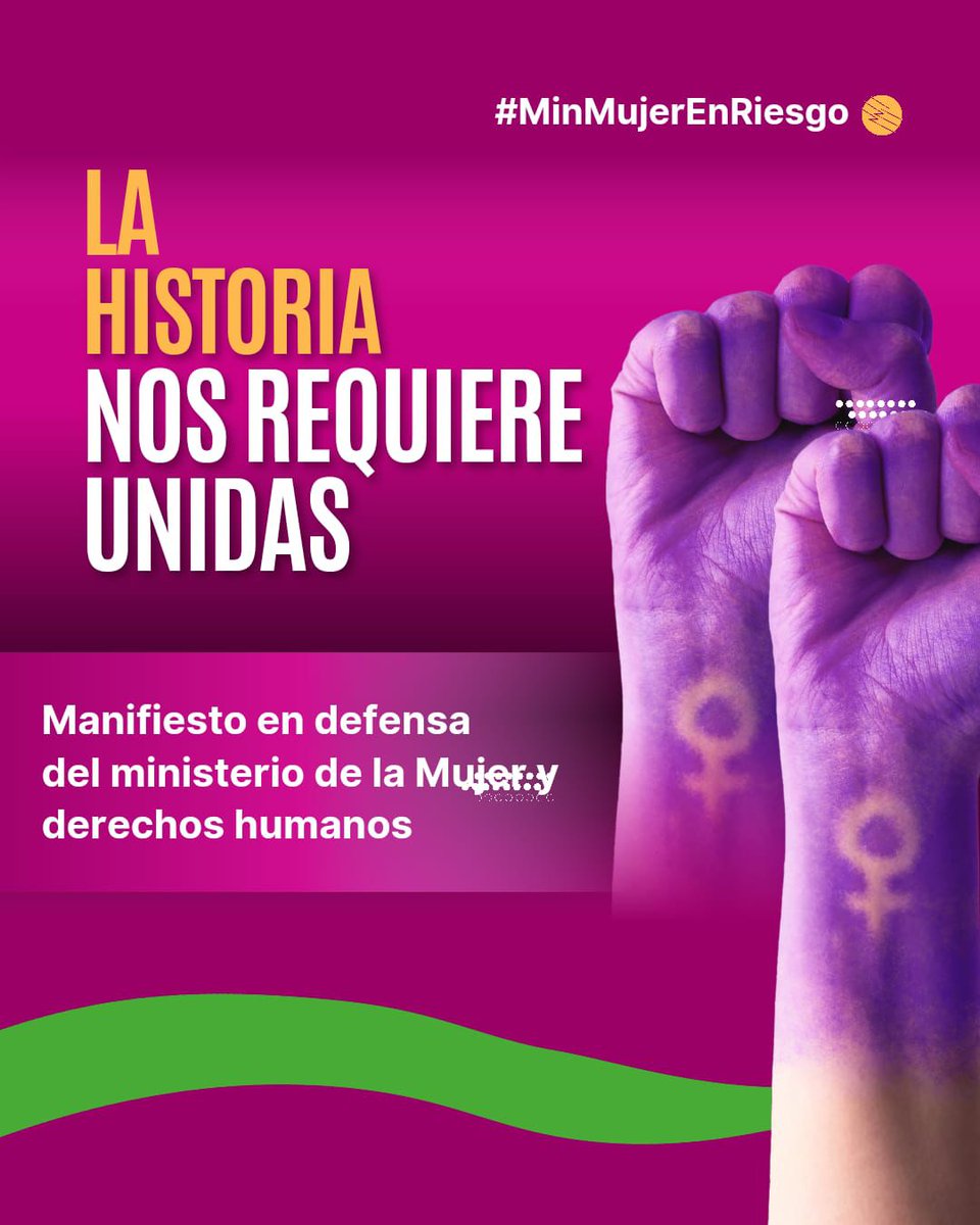 CeciliaMenaC's tweet photo. LA HISTORIA NOS REQUIERE UNIDAS
@DanielNoboaOk @DDHH_Ec  Rechazamos cualquier intento de desaparecer el Ministerio de la Mujer y DD.HH. Exigimos presupuesto justo para la Prevención, atención protección y restitución de derechos #MinMujerEnRiesgo https://t.co/uhV05Vwvcl