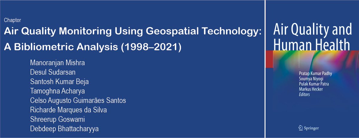 🌍 Excited to announce our latest chapter on 'Air Quality Monitoring Using Geospatial Technology'! 📘

Discover how geospatial tech is shaping the future of air quality monitoring. 🛰️📊

Link: doi.org/10.1007/978-98…

#AirQuality #GeospatialTechnology #EnvironmentalScience