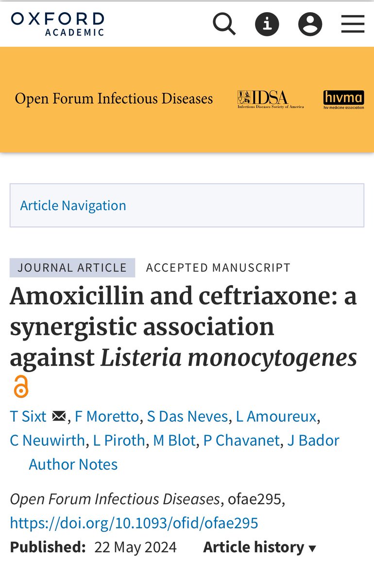 infeccHRUmalaga's tweet photo. Infección #Listeria importante gravedad☠️, tratamiento elección #amoxicilina +/- #gentamicina por SINERGIA, pero NO siempre podemos usar aminoglucosido😢@OFIDJournal: SINERGIA IN VITRO🧫Amoxicilina+ceftriaxona 93% cepas testadas.Futuro tratamiento?💪🏻
🔗🆓👉🏻https://t.co/ouvl0Sm3Oz https://t.co/nZTYY9GGi3