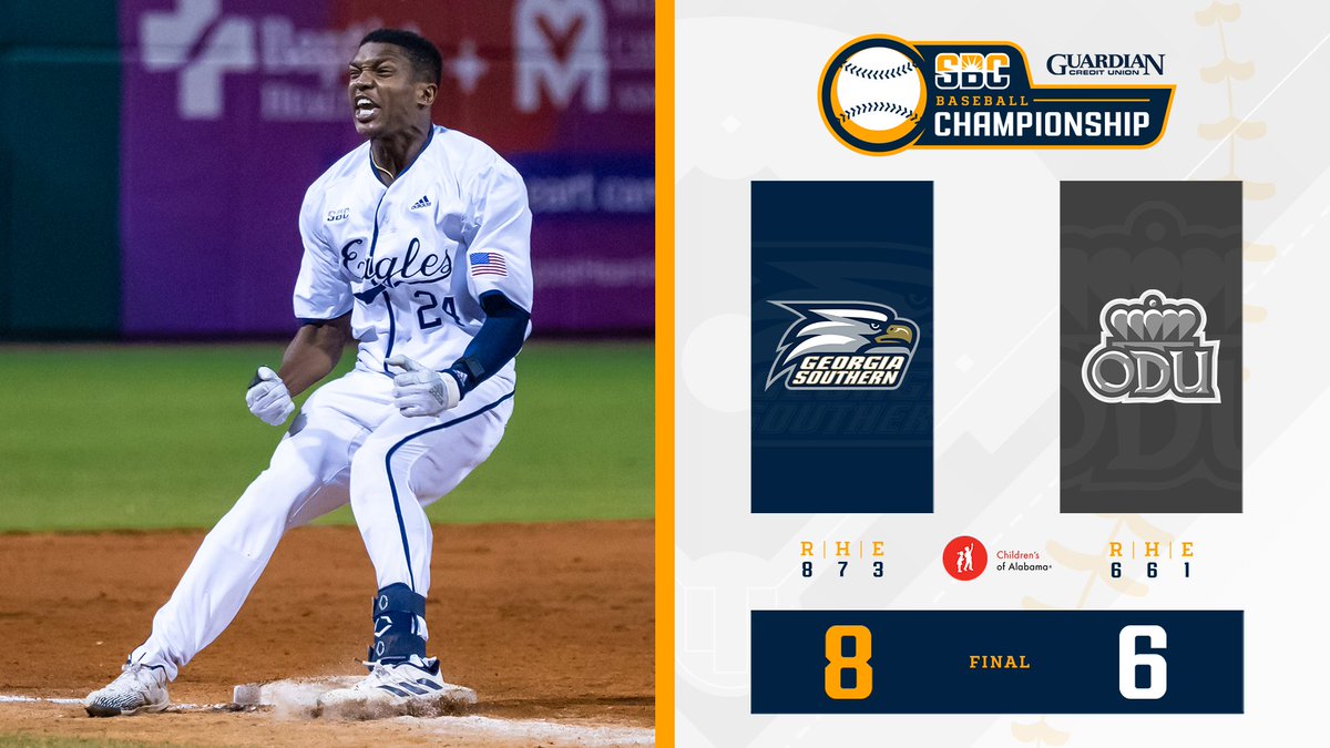 𝗦𝗢𝗔𝗥𝗜𝗡𝗚 𝗜𝗡𝗧𝗢 𝗦𝗔𝗧𝗨𝗥𝗗𝗔𝗬.

<a href="/GSAthletics_BSB/">Georgia Southern Baseball</a> rides 5-RBI day from <a href="/BlancatoSam/">Sam Blancato</a> &amp; eighth-inning 2-RBI triple from <a href="/tjmckenzie24/">TJ McKenzie</a> to an 8-6 win over Old Dominion at the #SunBeltBSB Championship. Final score brought to you by <a href="/ChildrensAL/">ChildrensAL</a>. ☀️⚾️