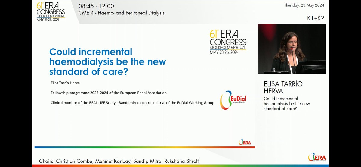 🔥HD vs PD- Could incremental haemodialysis be the new standard of care? By Prof Elisa Tarrío Herva Tweets by #SoMe #ERA24 Sourabh Sharma @iamnephrologist