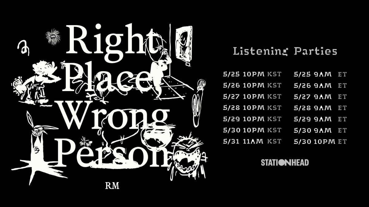bts_bighit's tweet image. Join the RM &apos;Right Place, Wrong Person&apos; Listening Party on @STATIONHEAD!

📆 Schedule
May 25~30, 9am (ET) | 10pm (KST)
May 30, 10pm (ET) | May 31, 11am (KST)
👉 stationhead.com/btsofficial

*Stationhead log-in &amp;amp; Connect to Spotify or Apple Music account required.