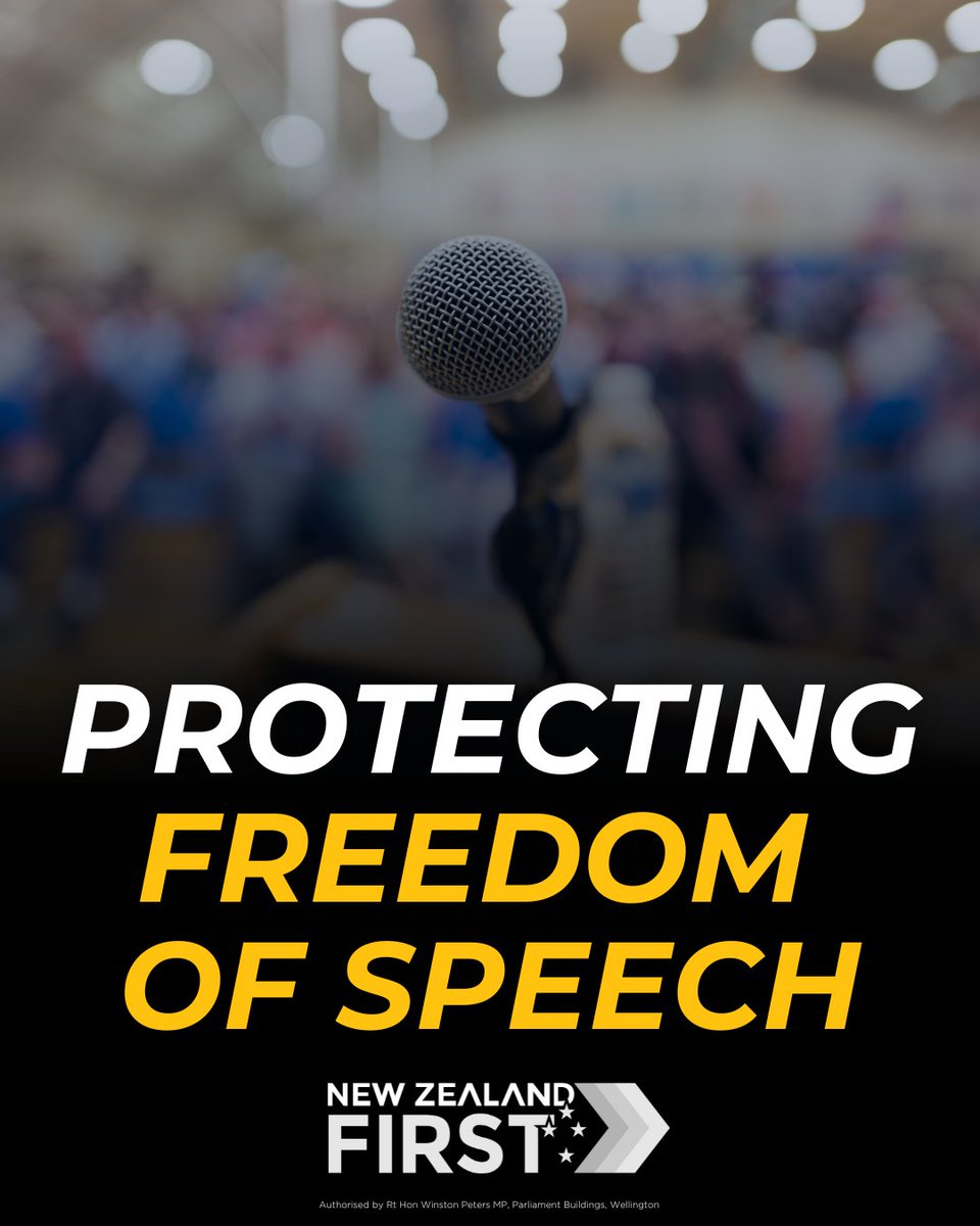 Today New Zealand First will introduce a Member’s Bill that will protect New Zealanders' right of free speech. nzfirst.nz/new-zealand-fi…