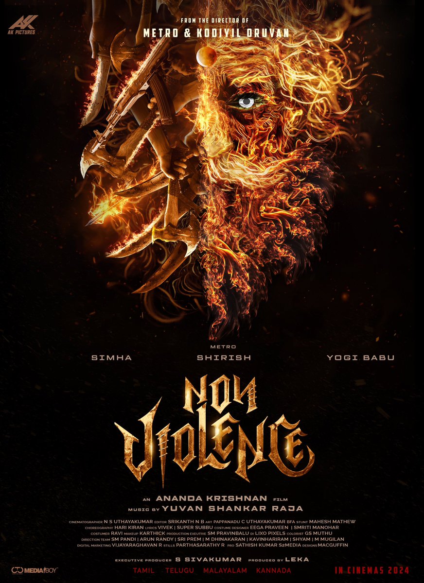 It’s #NonViolence, my next film after 'Metro' Directed by @akananda, With @actorsimha & @iYogiBabu.. An action packed thriller film on its way 🔥🔥 A @thisisysr Musical🎶 #MetroShirish @AditiBalan @adithya_kathir @Lyricist_Vivek @soupersubu @nsuthay @srikanth_nb @iam_raghavan