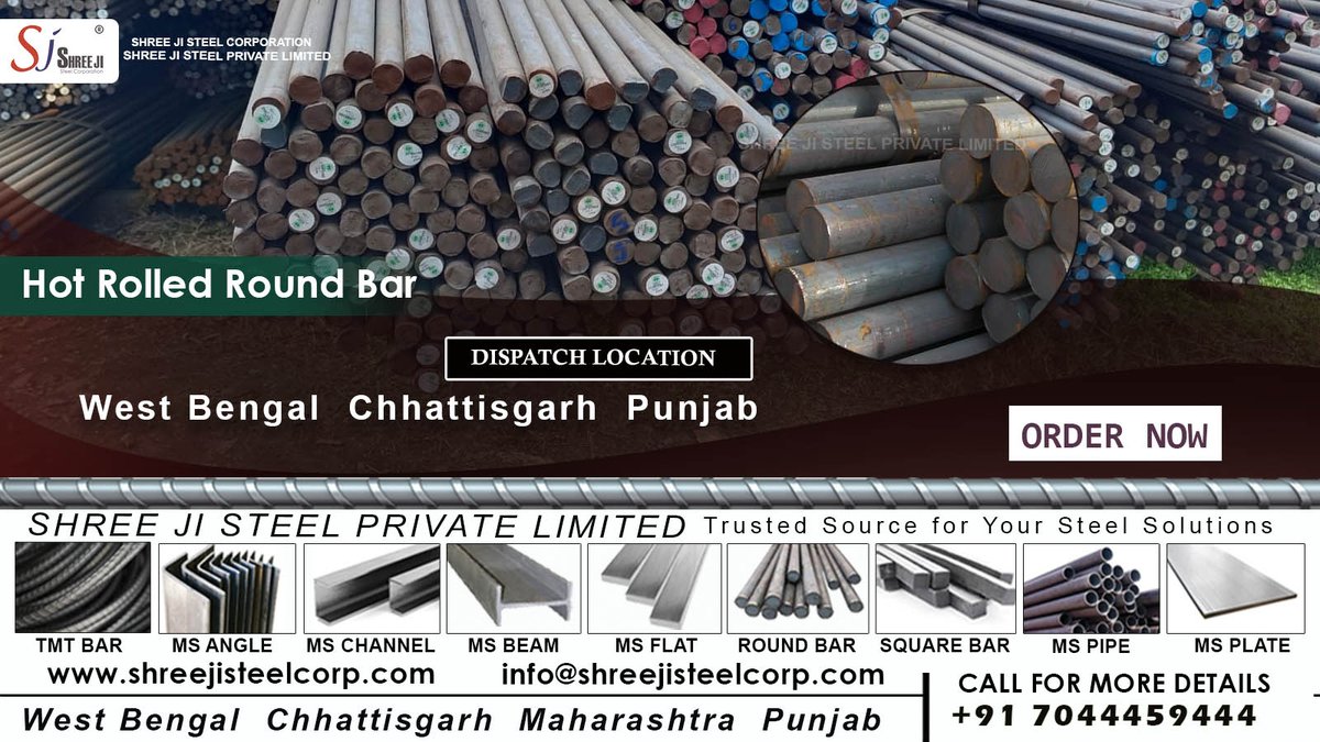 shreejisteel1's tweet image. Hot Rolled Round Bars are a fundamental component in a wide range of industrial applications due to their excellent mechanical properties and versatility. #shreejisteel #roundbar #roundbars #dowelbar