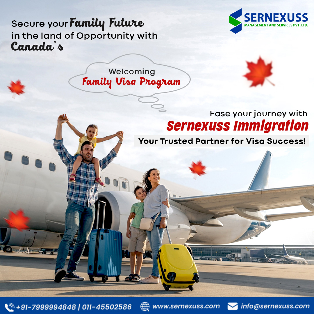 Be with your family with family visa program in Canada. Apply now with us!! For more information call us at +91 7999994848 or drop an email to us at info@sernexuss.com You can also chat with our experts: bit.ly/3YFARfD #canadafamilyvisa #canadaimmigration #sernexuss