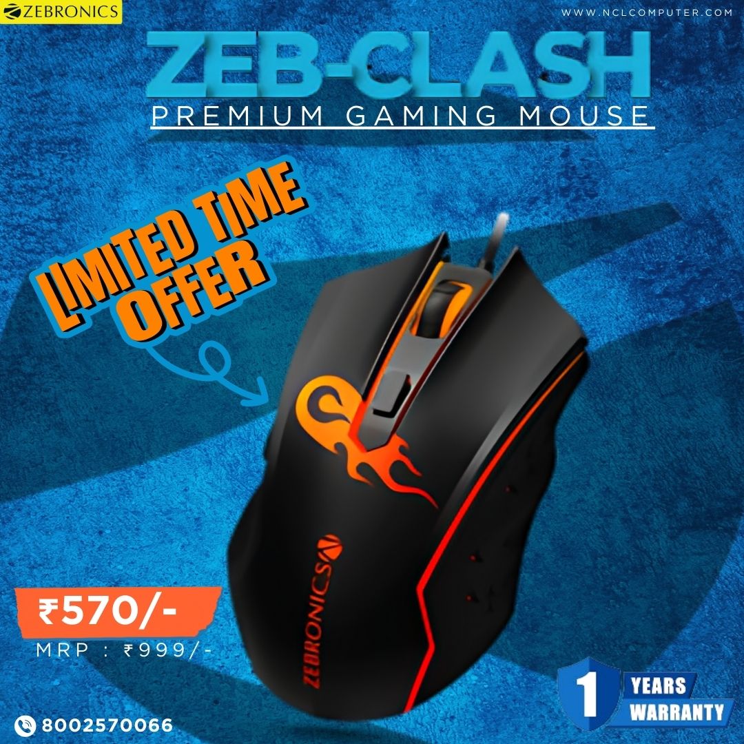 👉Brand: Zebronics 🔥Zeb-Clash🔥 👉Type: 🎯Gaming Mouse 👉Color: Black 👉Warranty: 1Year 👉MRP: ₹999/- ⚡Our Price: ₹570/- 🛒Buy Now : shorturl.at/foDHW 📞8002570066 #gamingmouse #zebronics #gaming #gamingpc #gamingkeyboard #gamingsetup #pcgaming #gamer #gamingcommunity