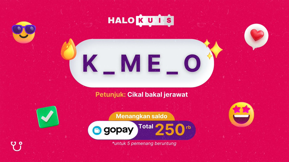 AKU BERTANYA, KAMU YANG JAWAB YA~ 😁⁉️
Nanti yang beruntung bisa dapetin hadiah GOPAY TOTAL 250RB*‼️

Caranya:
- Follow Twitter <a href="/HalodocID/">Halodoc Indonesia</a>
- Tulis jawabanmu di tweet ini
- Ramein postingan Halodoc lainnya (RT, like, reply, quote)

Akun jangan digembok
Ditunggu s.d. 30 Mei 2024🗓️