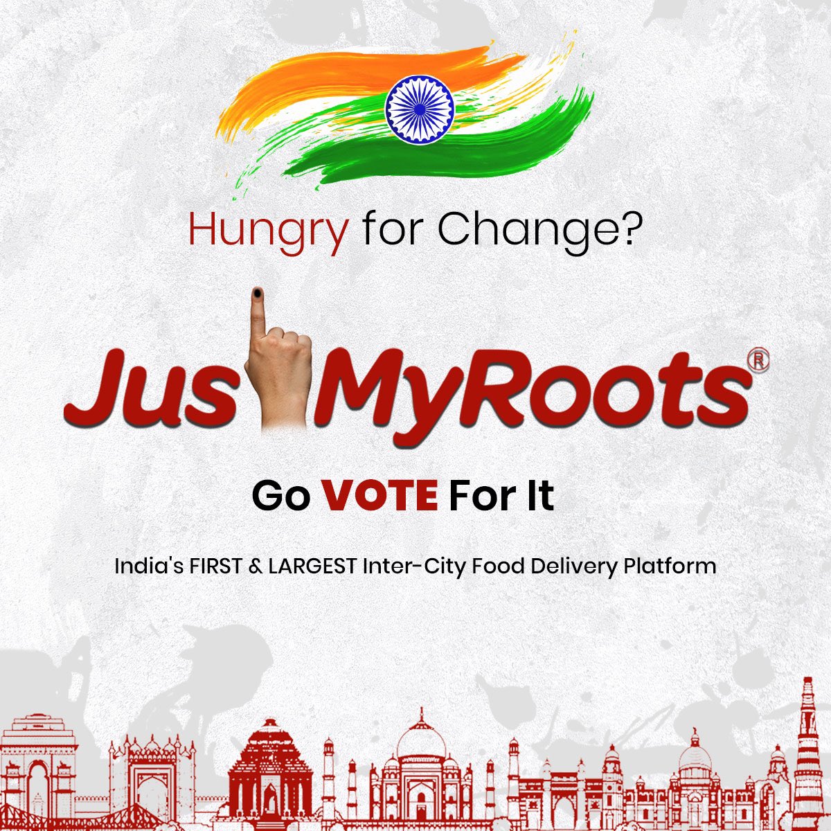 #India Lok Sabha Elections 2024. 

#JustMyRoots #IndiaElections #ECI #Elections2024 #DeshKaGarv #ChunavKaParv #Vote #VoteForChange #intercityfooddelivery #intercity #JMR #fooddeliveryservice