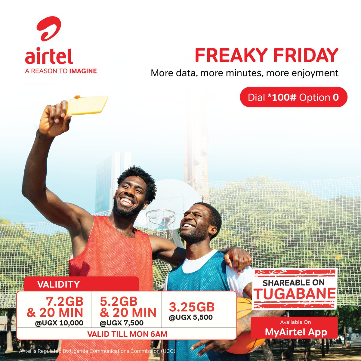 Enjoy #FreakyFriday benefits all weekend long. Activate your Freaky Friday bundle now 😊. Dial 100# and select Option 0 Or use the #MyAirtelApp airtelafrica.onelink.me/cGyr/qgj4qeu2