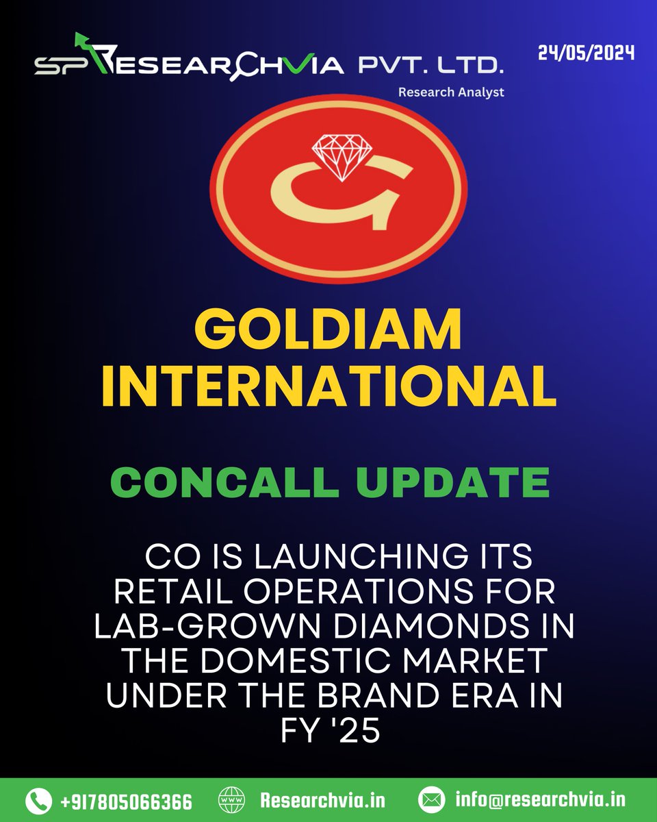 Researchvi54697's tweet image. 🌟Goldiam International's ERA: Revolutionizing the Diamond Industry with Lab-Grown Gems #GoldiamInternational #ERADiamonds #ConcallUpdate #Researchvia_dewas #Researchvia #growthstocks #Updatednews #todaysnewsUpdates #IndianMarketUpdates #recent4recent #moneyattraction #moneymaker
