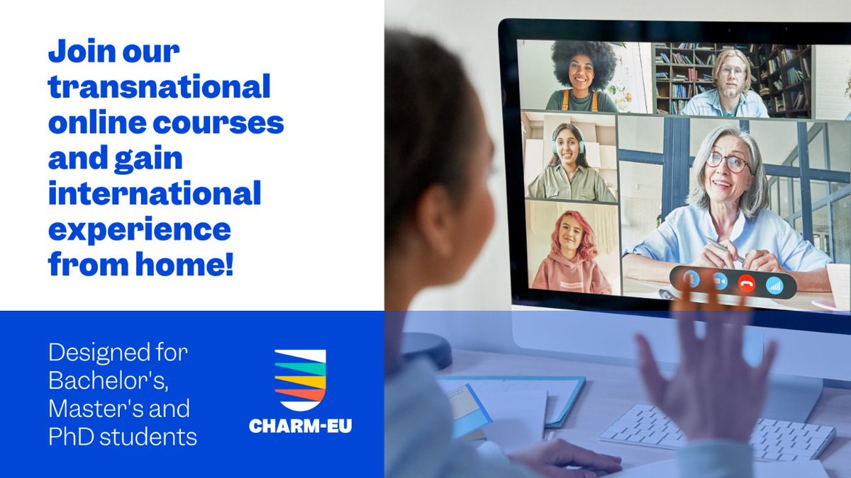 ✨ CHARM-EU students, gain international experience from home by applying for the courses offered in our transnational online course catalogue!  

🗺️ Check the courses, apply now and expand your academic portfolio while gaining transferable credits 👉 bit.ly/3UKeqpo