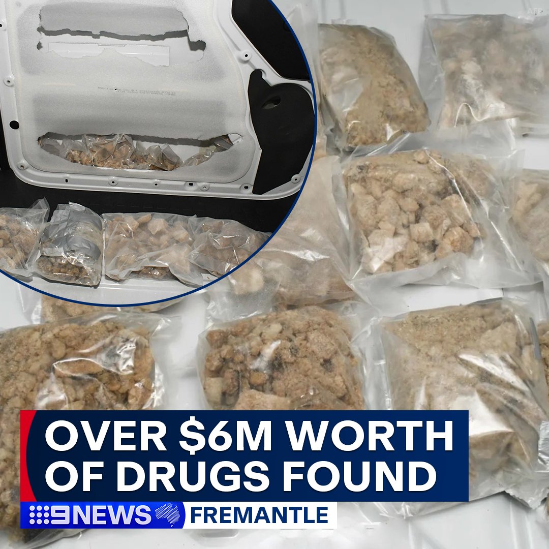 Police have discovered more than $6 million worth of MDMA stashed in new vehicles on a cargo ship docked at Fremantle they believe originated in Europe and was bound for New South Wales. #9News DETAILS: nine.social/Inp