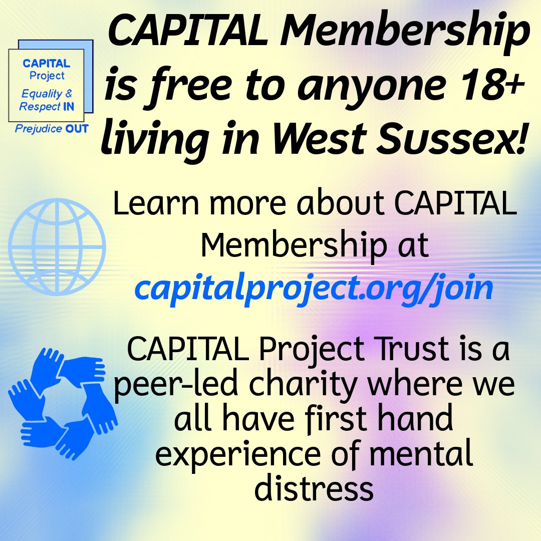 #CAPITALProjectTrust holds monthly meetings for our #EasternLocalityMembers in #Worthing. This is a great chance to meet new people and share experience of living with #mentalhealth in #WestSussex and learn new techniques from your #peers. We hope to see you there!