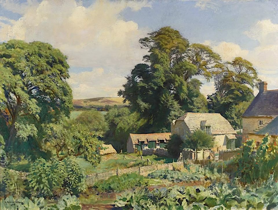 Good Day! The Cottage Garden by George Spencer Watson 1928 Oil on Canvas (Private Collection)