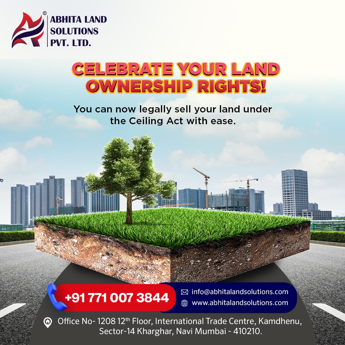 Celebrate Your Land Ownership Rights! You can now legally sell your land under the Ceiling Act with ease.
#LandOwnership #LandDisputes #LandMatters #LandRights #LegalAdvice #LegalServices #LegalSolutions #landsolution #landservice #LegalExperts #abhitalandsolutions #navimumbai