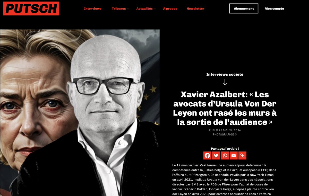 Xavier Azalbert: « Les avocats d’Ursula Von Der Leyen ont rasé les murs à la sortie de l’audience » putsch.media/20240524/inter… @xazalbert @france_soir