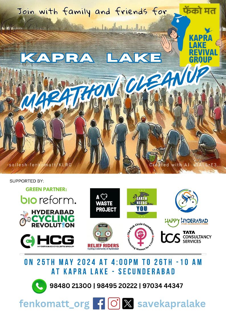Gearing up for the big Kapra Lake cleanup this weekend ! Join us! 🗓️ 25 May 2024 ⏰ 4 pm onwards 🗓️ 26 May 2024 ⏰ 6 am onwards 📍 Kapra Lake Immersion Point goo.gl/maps/BSBY4HN5F…