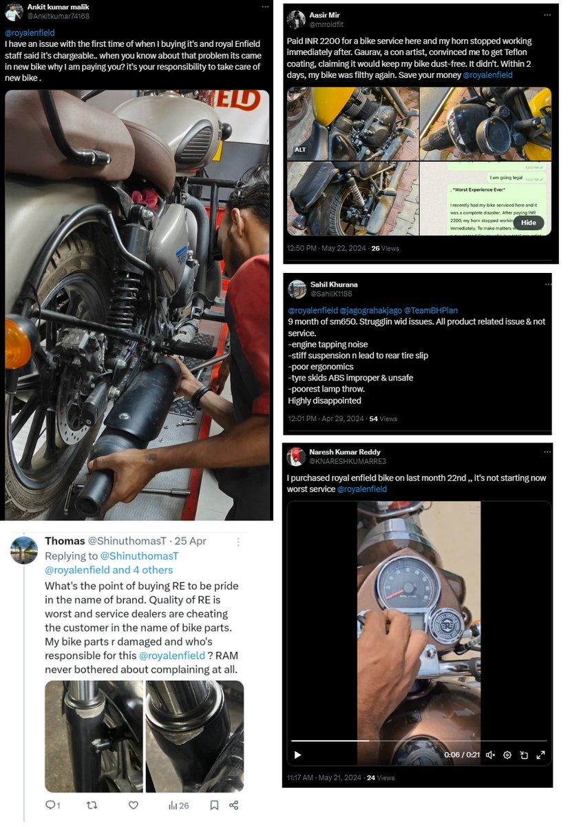 ravinesun's tweet photo. @Ankitkumar74168 @mrroidfit @BobbySathish @SahilK1186 @KNARESHKUMARRE3 @ShinuthomasT
Be alert Royal Enfield is Kabad selling CHor Hara** looters syndicate Pls dont waste your money & risk your life #PureCheating #BoycottRoyalEnfield @jagograhakjago @DCsofIndia https://t.co/h2QK0F2OGr