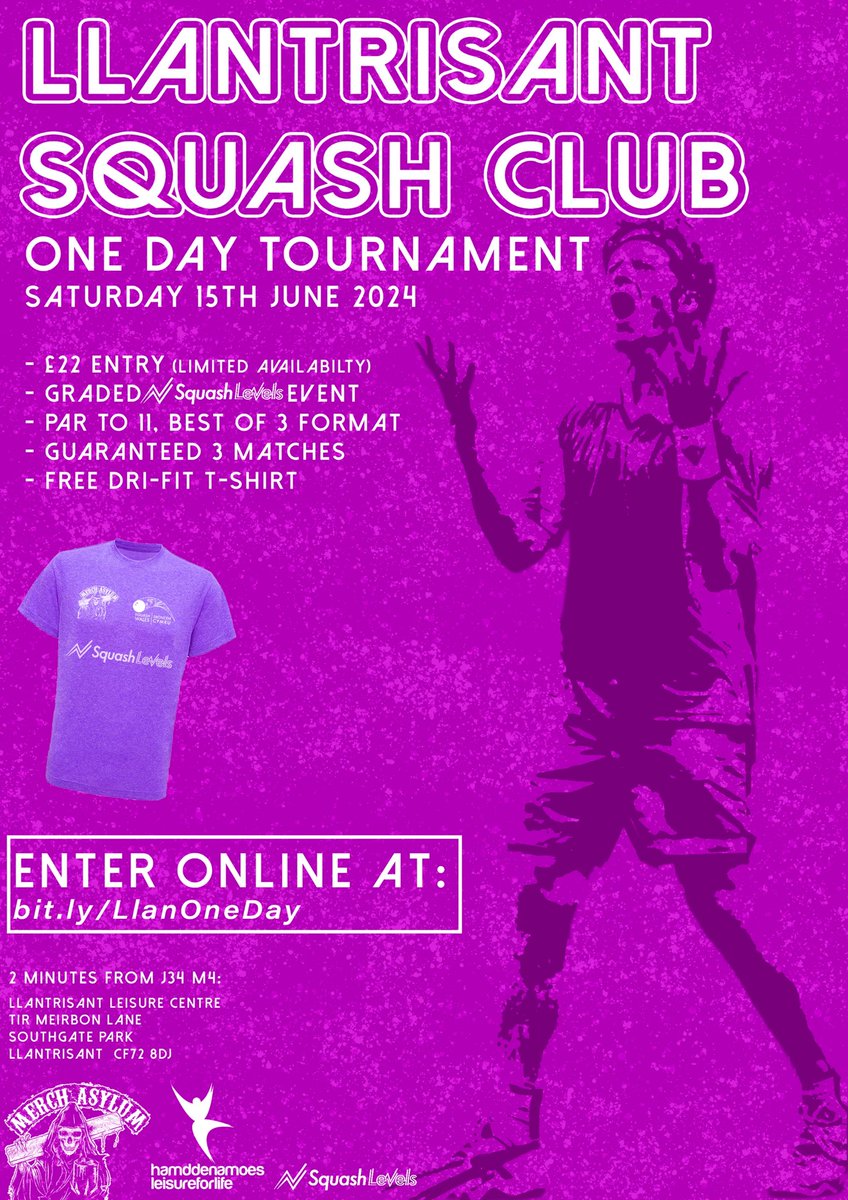 We’re three spaces away from capacity!

Enter today to avoid missing out:

llantrisantsquashclub.bigcartel.com/product/june

3 Matches guaranteed &amp; Free tournament shirt!