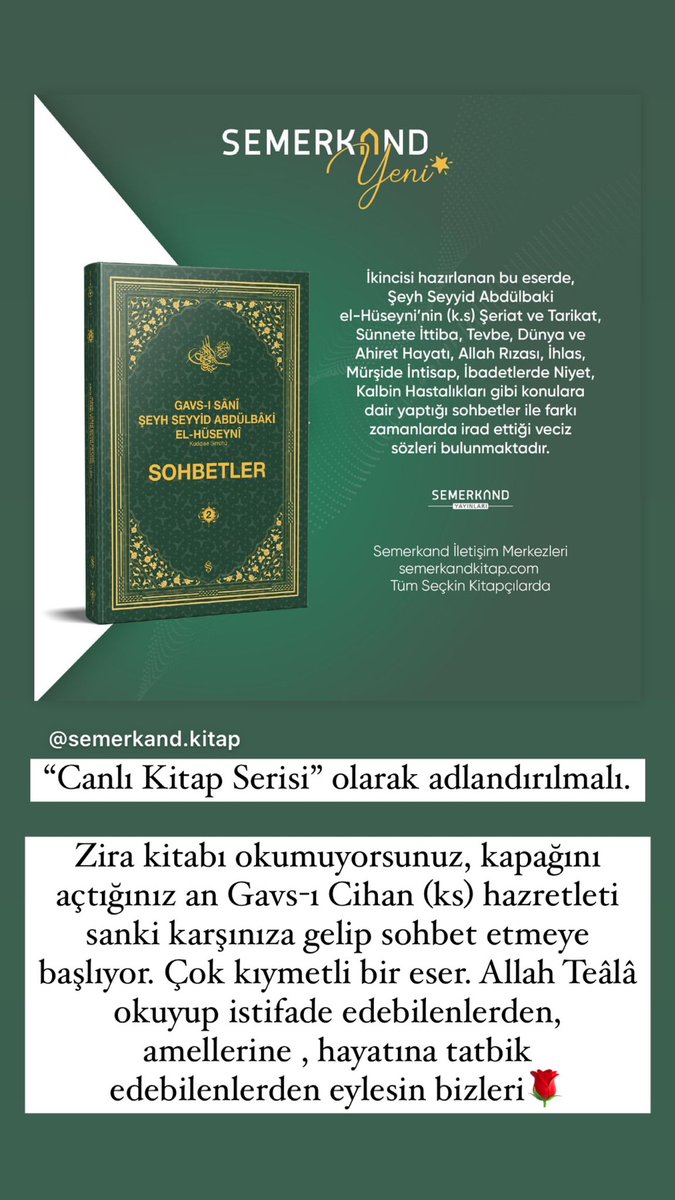 Gavs-ı Sanî Şeyh Seyyid Abdulbaki ElHüseyni (ks) Sohbetler 2💚

Semerkand Yayınları - Canlı Kitap Serisi