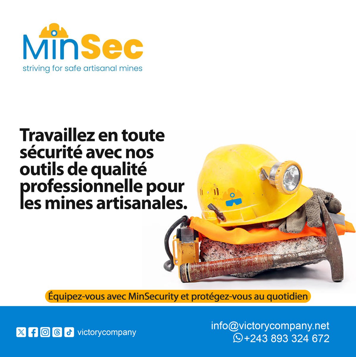 VictoireShukur1's tweet photo. "Travaillez en toute sécurité avec nos outils de qualité professionnelle pour les mines artisanales. De la pioche à la botte de sécurité, équipez-vous avec MinSecurity et protégez-vous au quotidien. #SécuritéMinière #OutilsDeQualité" #MinSecurity #drcmining https://t.co/bopWtIXqeP