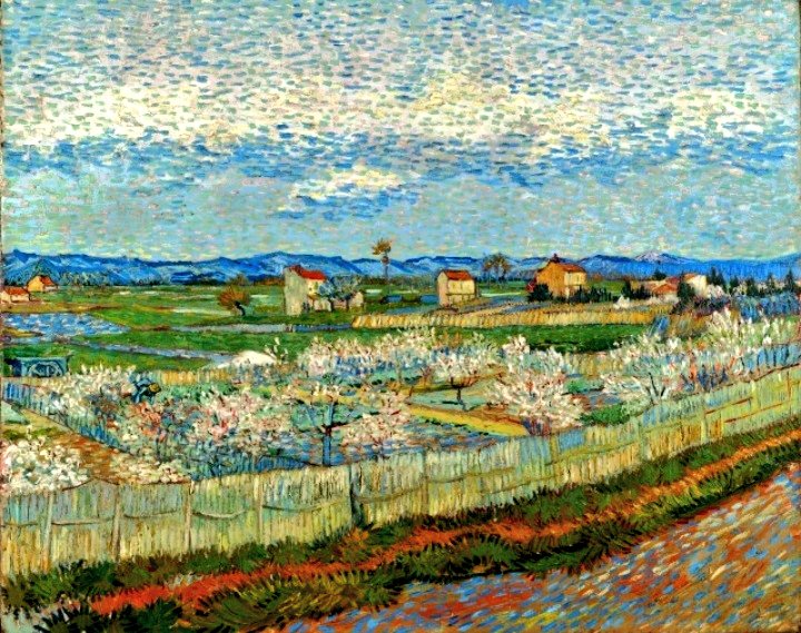 🎨Vincent Van Gogh - La Crau with peach trees in blossom🎀