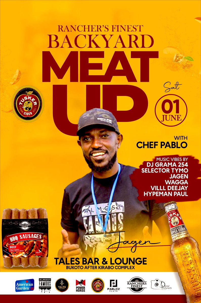 JUNE PLOT. #BackYardMeatUpAtTales Saturday June 1, 2024. 📍: @Taleslounge_kla Bukoto. If you love yourself some soulful house and yanos, fall in early. I’ll be serving those sundowner soul bites. Grab yourself an “All-you-can-eat barbecue” coupon today for 150k.
