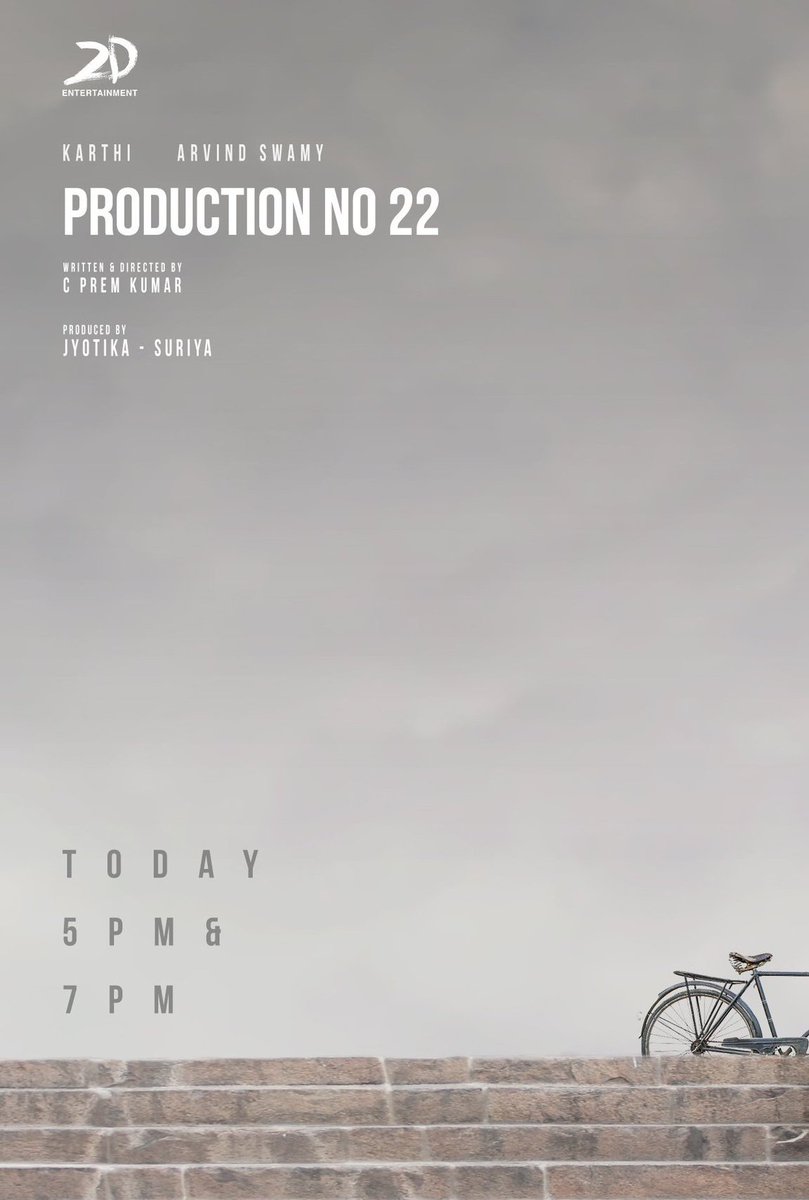 thesuryamehra's tweet photo. Get ready to take a peek into #Karthi27🚲 Today at 5PM & 7PM⚡️
#Production22 #Karthi #ArvindSwami #PremKumar #Suriya #Jyotika https://t.co/ibdZppV6dx