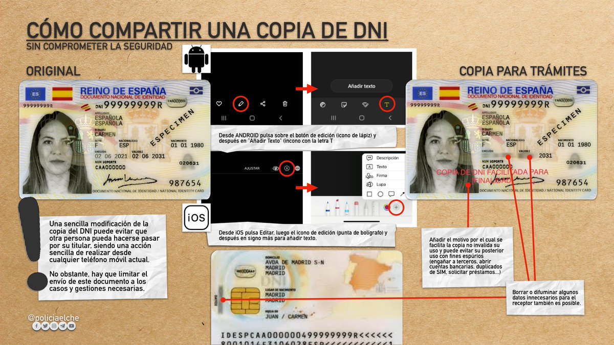 Estos días he compartido mi DNI por internet para una gestión, pero antes de hacerlo me pregunté si había alguna forma de compartirlo de una manera más segura. Y claro que la hay. Nunca compartas tu DNI tal cual. Usa estos trucos para hacerlo. Tira del hilo 🧵👇🏽👇🏽👇🏽