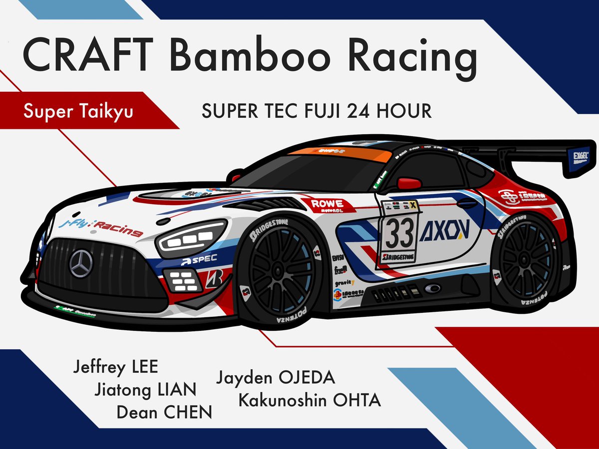 CRAFT Bamboo Racing
J.Lee/J.Liang/D.Chen/J.Ojeda/K.Ohta

明日の富士24時間に参戦するクラフトバンブーのAMGを描きました！
超かっこいいし格之進選手乗るし期待！！
#せんとらのレーシングカーイラスト 
#illustratedbySENTRA 
#CRAFTBamboo #Fuji24h #S耐