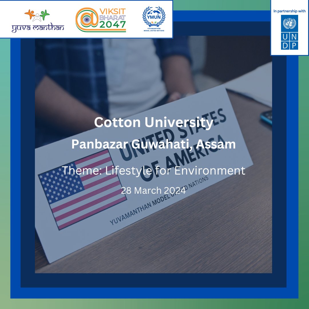 Yuvamanthan_org's tweet photo. Cotton University @CottonUniversi1 hosted Yuvamanthan MUN with @UNDP_India, a gathering of young minds for impactful discussions based on PM @narendramodi 's vision of Viksit Bharat@2047.
#YMUN
#ViksitBharat2024 https://t.co/m7ba8oZWPR