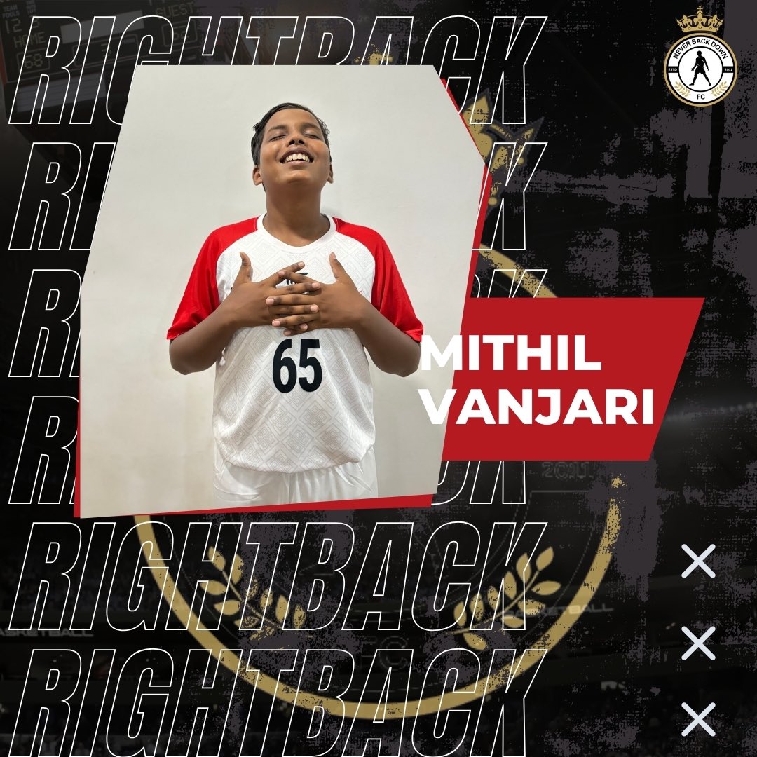 nbdacademy's tweet photo. “Mithil Vanjari, our dynamic right back, ready to defend with heart and determination. #NeverBackDownFC #RightBack #TeamSpirit”
.
.
.
.
.
#neverbackdwon #football #pdfa #wifa #maharashtra #jsw #rightback https://t.co/OZ1Ob3OsQl