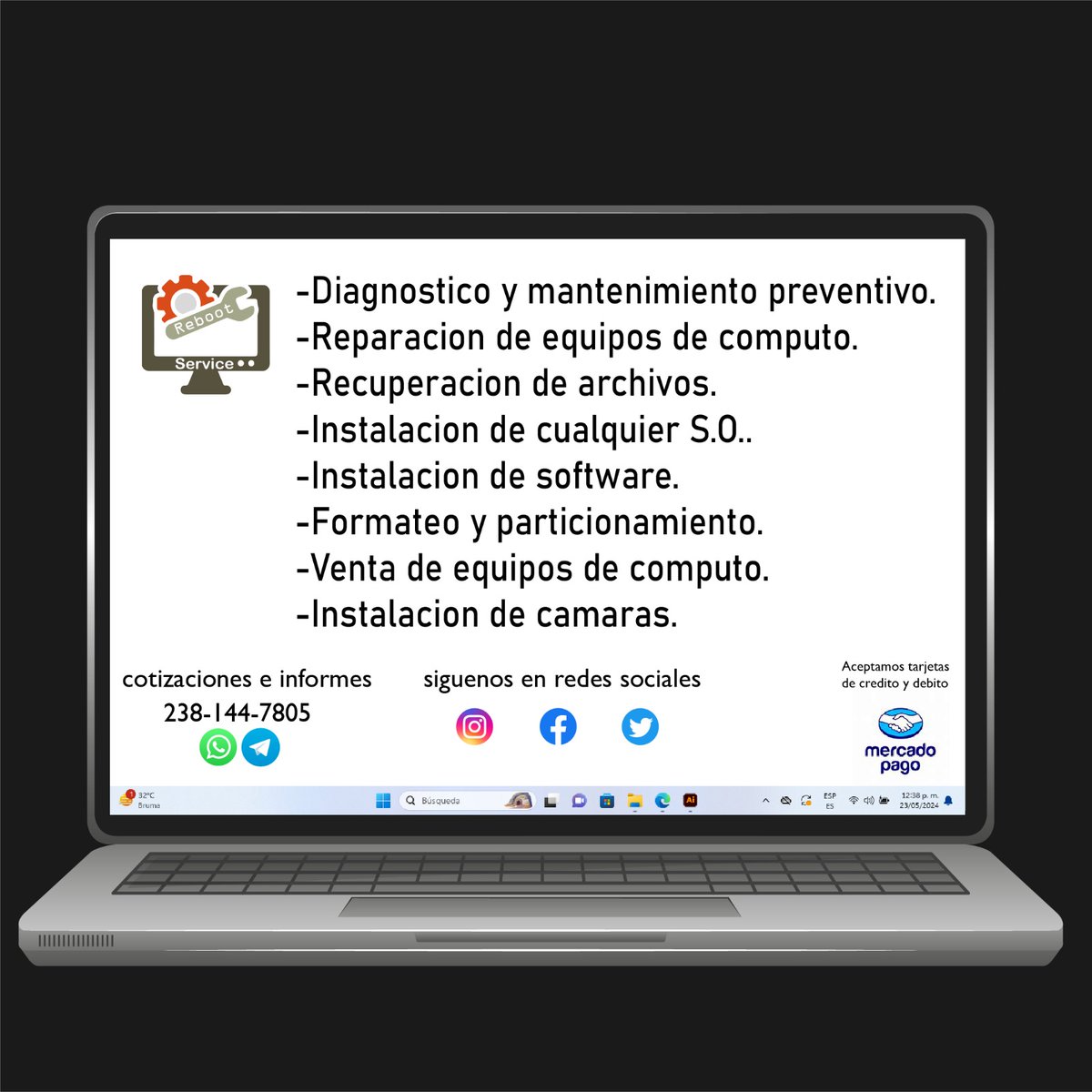 RebootService5's tweet photo. Ven y repara tu equipo con nosotros, ya seá Windows, Mac o Linux tenemos una solución para ti. 

Aceptamos tarjetas de débito y crédito, transferencias y MSI 

Síguenos en todas nuestras redes sociales y tendrás un descuento en tu próximo servicio https://t.co/IrW2pe3kyS