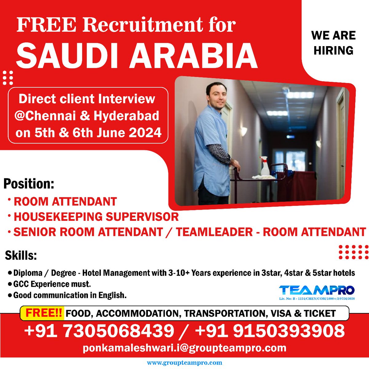 #freerecruitment #saudijobs #saudijobseekers #facilitymaintenance #shortlistingunderptogress #housekeeping #housekeepingsupervisor #roomattendanr #teamleader #immediatejoiners #directinterview