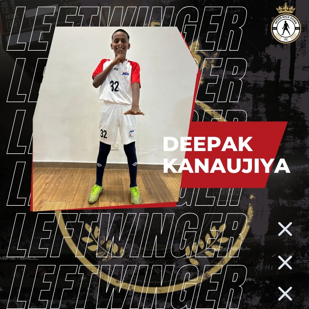 nbdacademy's tweet photo. “Deepak Kanaujiya, our swift and skillful left winger, bringing speed and precision to the game.”#NeverBackDownFC #LeftWinger #GameChanger
.
.
.
.
.
#neverbackdown #football #pdfa #wifa #maharashtra #jsw #leftwinger https://t.co/oSJy8lMqHv