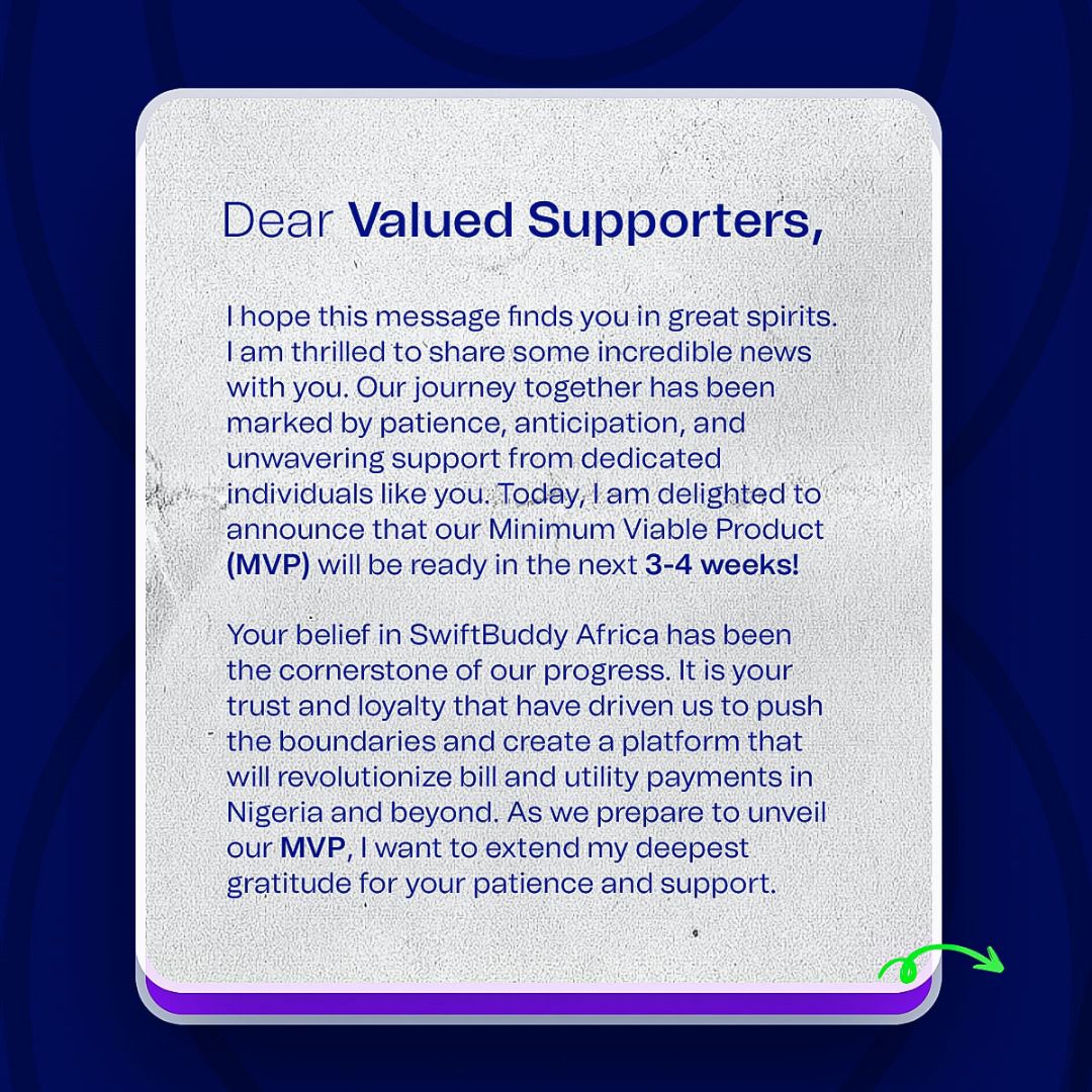 swiftbuddyNG's tweet photo. Swiftbuddy 001 @onnijoseeph has a message for everyone.

This is your cue to join the waitlist. 

https://t.co/UAvAEZ1mQ3

#swiftbuddyafrica #swiftbuddyishere #swiftbuddyng https://t.co/CxcMS3qNQ4