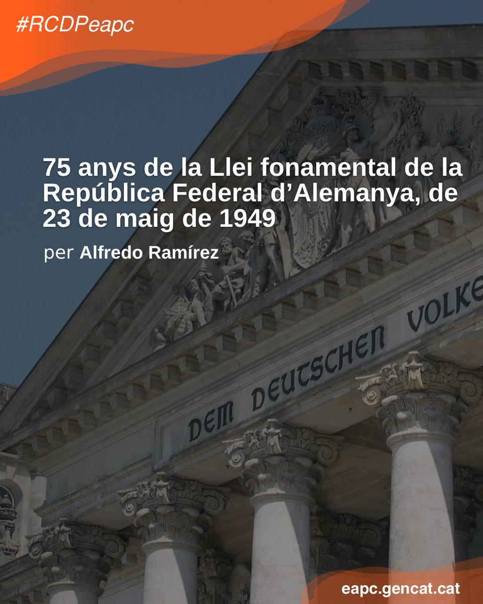 🗨️ La Llei fonamental de Bonn ‘es converteix en el text #constitucional d'un país que arribarà a ser exemple de #QualitatDemocràtica.’ Alfredo Ramírez Nárdiz @Dret_UAB sobre l'acte del 9/5 per celebrar els 75 anys de la llei, blog #RCDPeapc #Alemanya 📲 gen.cat/44SOzQO