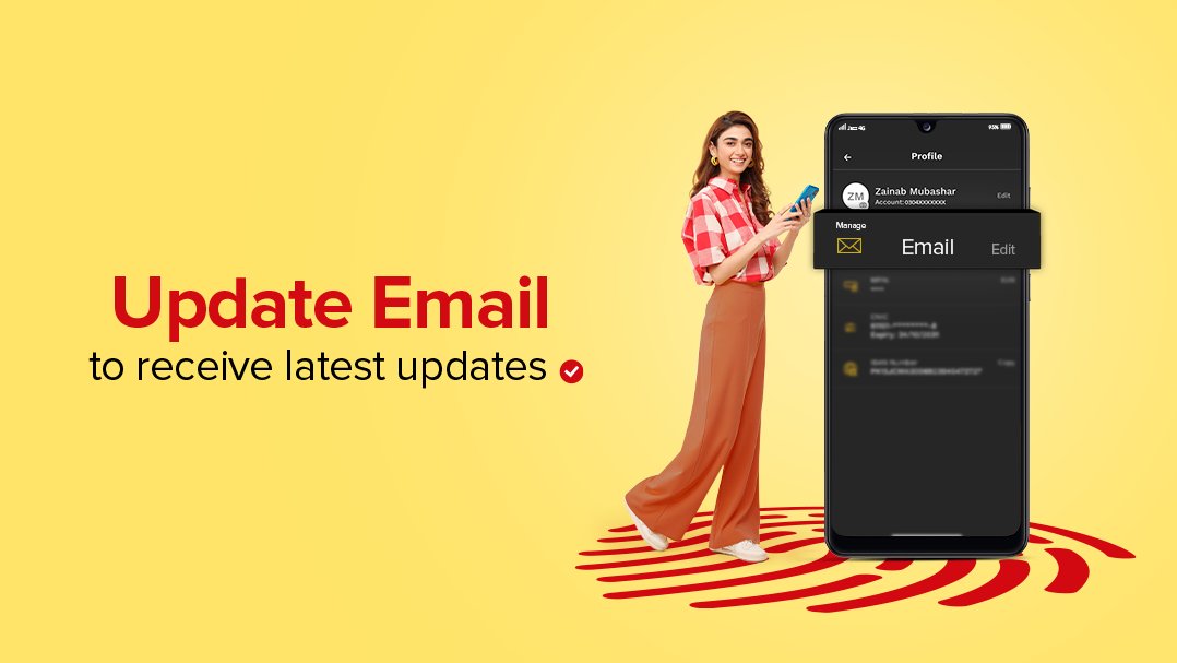 Stay up to date! Update your email in the app and receive all the latest news, discounts, offers and much more! Download JazzCash: bit.ly/3CS8cti