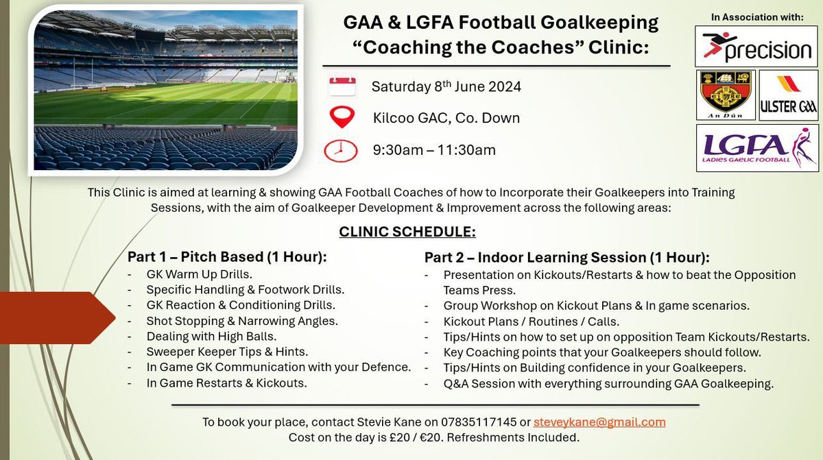 bobo_kane's tweet photo. Looking forward to helping @steviekane1906 with what is going to be a top quality coaching course, highly advise you attend. 

📆 Saturday 8th June 
⏰ 9.30am - 11:30am 
📍 Kilcoo GAC, Co. Down https://t.co/kwGUsTzwfA
