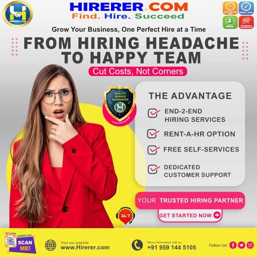 HIRERER.COM, Affordable #Hiring Solutions, Uncompromised #Support.

visit hiring.hirerer.com to know more

#HireSmart #BusinessSuccess #HiringForImpact #SmartHR #HiringSolutions #rentahr #outofjob #Hirerer #SmartlyHiring #iHRAssist #SmartlyHR