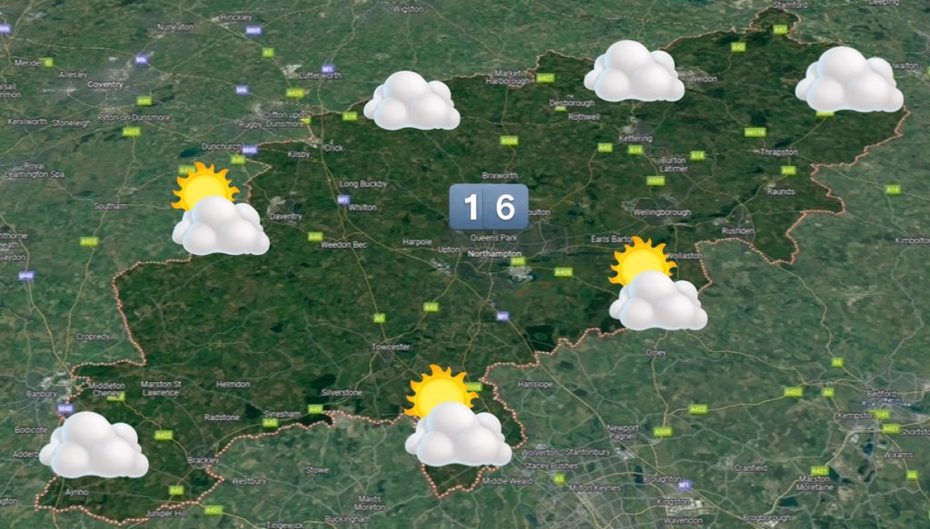 Good morning Northamptonshire. Small risk of an afternoon shower today otherwise it’s a dry Friday with cloud and some sunny spells. Less breezy than yesterday. 16°C. Dry tomorrow with some warm sunny spells. 19°C.