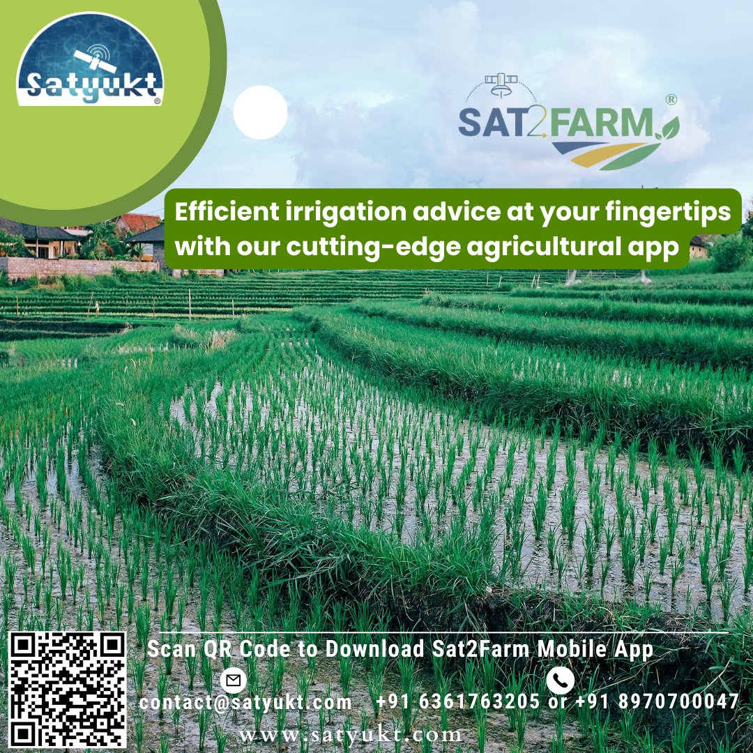 #Sat2Farm, puts efficient irrigation advice right at your fingertips. Our app harnesses advanced #technology to provide real-time guidance on optimizing water usage for your #crops. Download the #Sat2Farm app at play.google.com/store/apps/det…