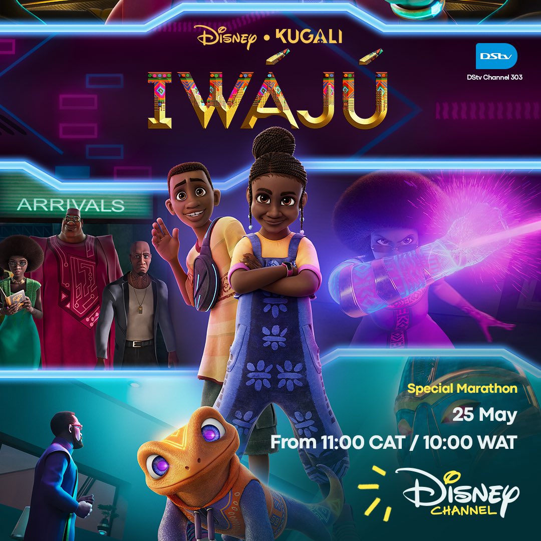 IWÁJÚ: AFRICA DAY MARATHON Celebrate #AfricaDay with a thrilling journey into the future of Lagos! Tune in to Disney Channel 303 on DSTV and GoTV for an epic marathon of Iwájú. Catch all episodes this Saturday starting at 10am (WAT) / 11am (CAT). Don’t miss!