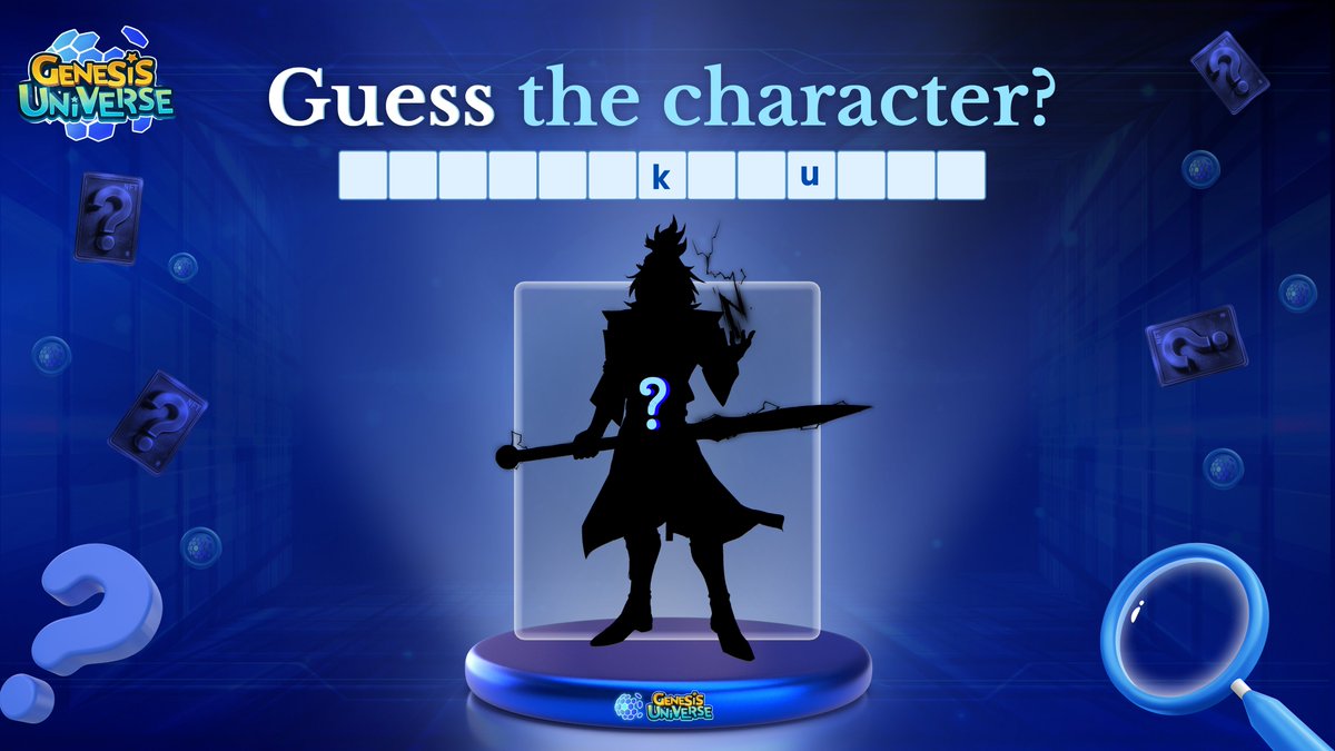 🎉#GenesisUniverse Guess the Character #giveaway event! 

🎁 $USDT 5️⃣0️⃣for🔟winners randomly! 
⏰ May 24 - May 26 

1️⃣ Follow <a href="/GenesisUnivers/">Genesis Universe New Horizon</a> on Twitter
2️⃣ Like ❤️RT🔁and Tag 3 friends on this post
3️⃣ Guess the character's name in the comment 💬
4️⃣ Drop your wallet address