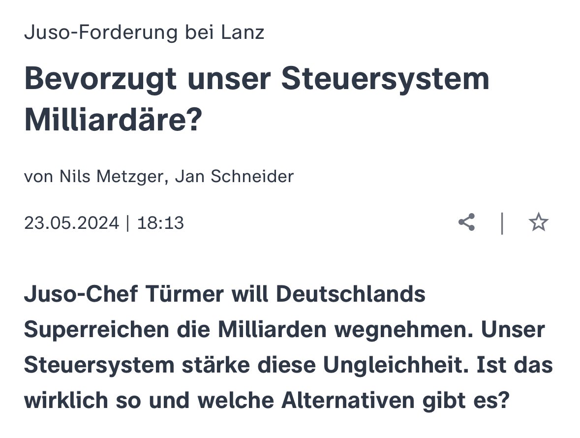 martyna_lin's tweet photo. „Bevorzugt unser Steuersystem Milliardäre?“ JA! Das ist keine Meinungsfrage. Das ist Fakt. 

Der effektive Steuer-&amp; Abgabensatz für Mittelstandsfamilien liegt bei 43%, 
für Millionäre bei 29%, 
für Milliardäre bei 26%. 

#TaxTheRich ist keine radikale Forderung. Es wäre nur fair. https://t.co/WIt0BWrMHA