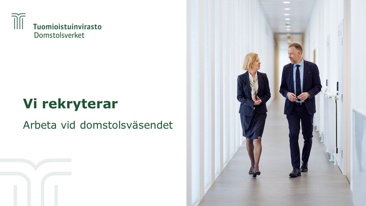 tuomioistuimet's tweet photo. Tjänsten som lagman vid Norra Savolax tingsrätt blir ledig från och med 1.3.2025. Tjänsten kan nu sökas och ansökningstiden går ut den 24.6.2024.

https://t.co/djIoGgEkXV

#Rekrytering #Domstolsväsendet https://t.co/fsd9lgAF2f