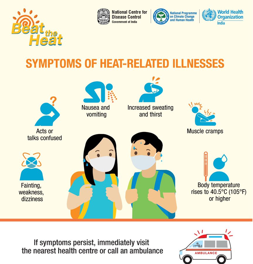 MoHUA_India's tweet photo. Heatwaves are here, but we can be prepared! 

Remember to stay hydrated, avoid exposure to sun and identify the signs of heat-related illnesses. Sharing  first aid tips can help everyone be prepared and take care of each other during hot and humid days.

#HeatWave #BeatTheHeat https://t.co/kX9wlZBZOh