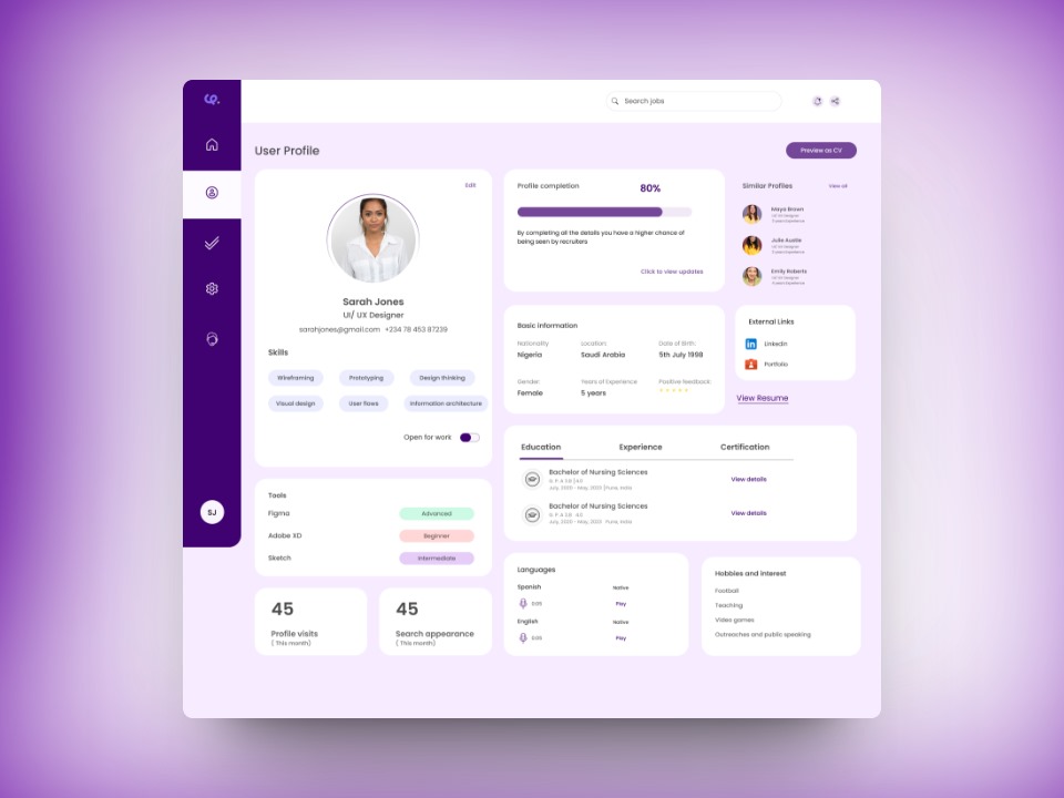 designsby_bee's tweet photo. A candidate's user profile UI design
#postyourworkfriday #postyourwork #uidesign https://t.co/6a9nQJDCHB